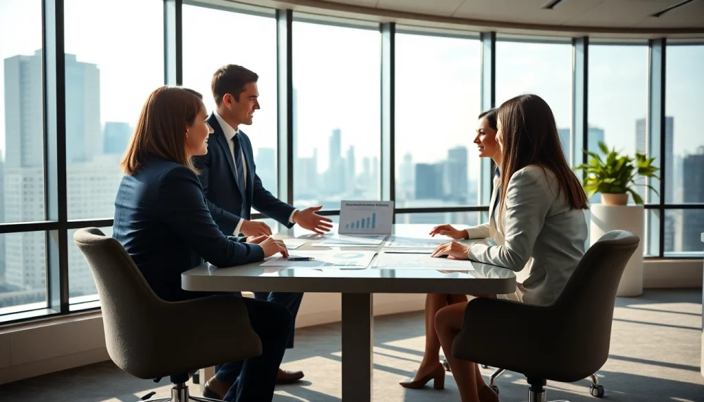 Biuro rachunkowe dla firmy budowlanej w profesjonalnym biurze z udziałem osób biznesowych omawiających raporty finansowe.