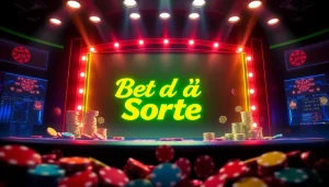 Aposte na Bet dá Sorte com um cassino vibrante e emocionante, exibindo fichas e jogos.
