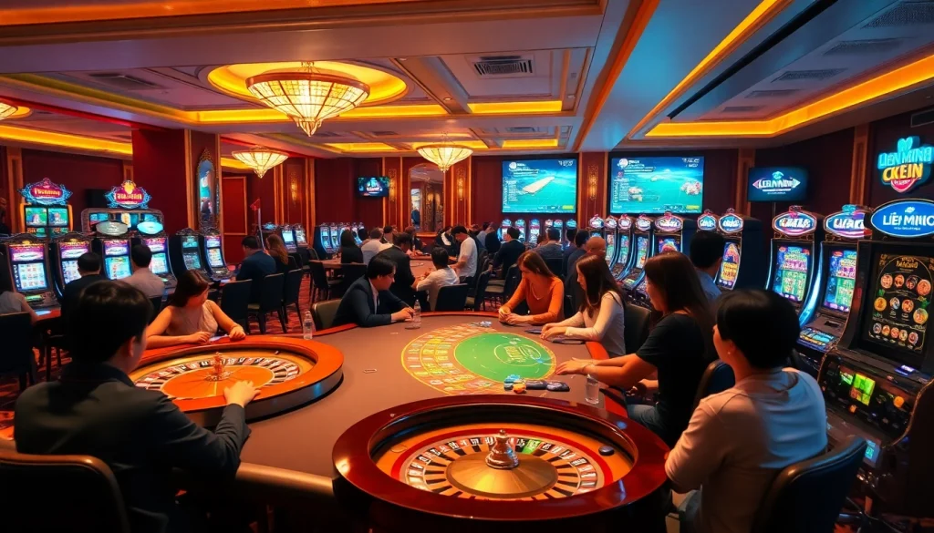 Experience thrilling games and exceptional service at Liên Minh KJC casino, featuring poker tables and modern online interfaces.