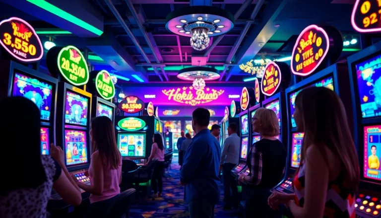 Experience the excitement of hoki138 pro with diverse players at vibrant slot machines.