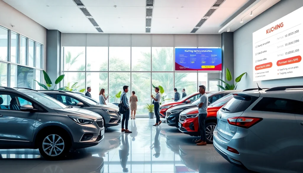 Car rental in Kuching Sarawak showcasing a modern office environment with friendly staff and rental vehicle options.