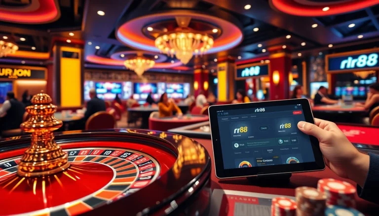 Experience thrilling gameplay at rr 88 with vibrant casino tables, exciting poker action, and glowing roulette wheels.