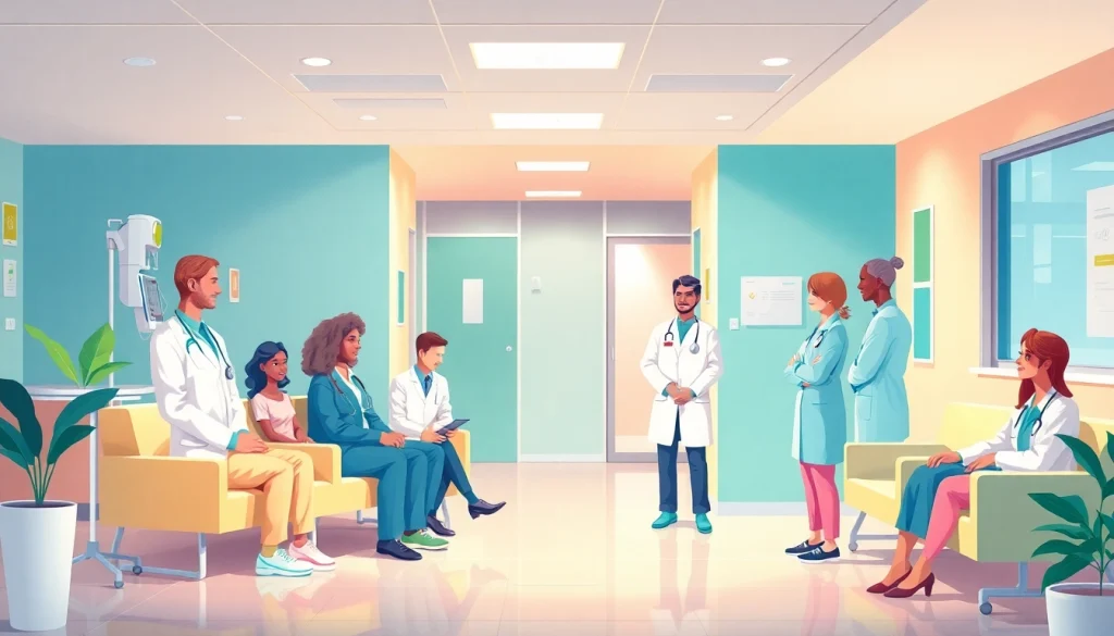 Best health services in a modern hospital setting showcasing friendly healthcare professionals assisting diverse patients.