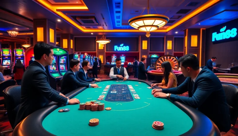 Experience thrilling Fun88 games with vibrant casino tables and engaging players.