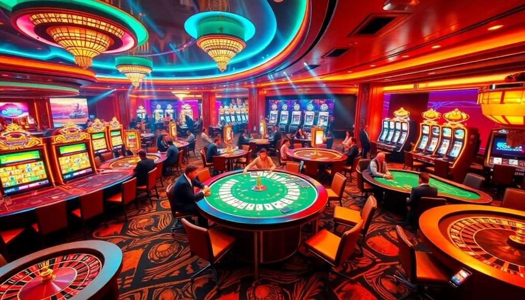 Experience thrilling gameplay as shbet com players engage at vibrant casino tables, surrounded by excitement and luxury.