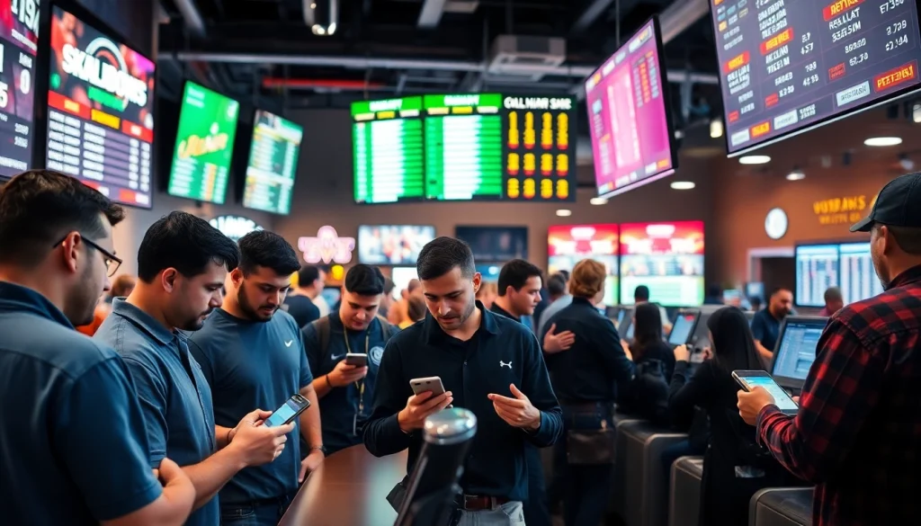 Viewers engaged at sports betting sites Oklahoma, analyzing odds and betting strategies in a lively setting.