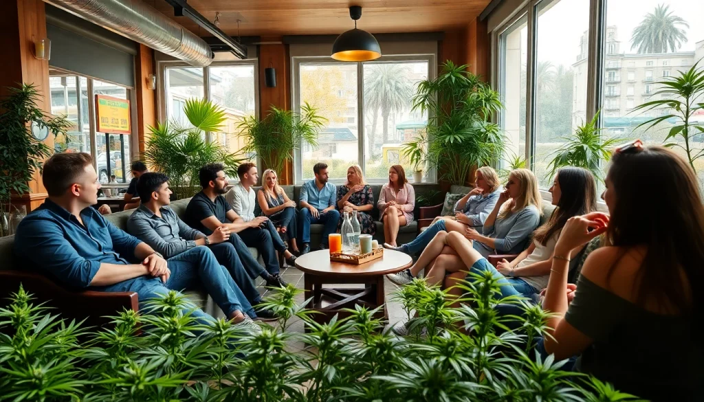 Cannabis club Malaga ambiance showcasing members enjoying a vibrant environment.