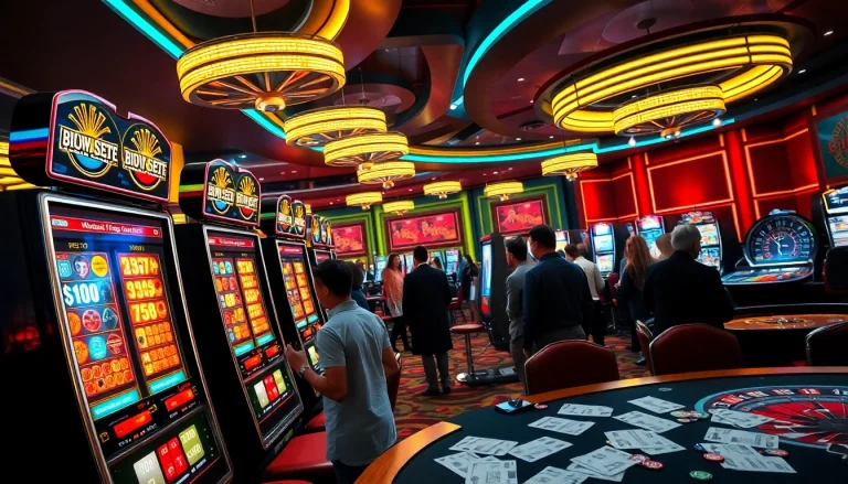 Engaging scene of a player making a slot bet 100 in a luxurious casino.