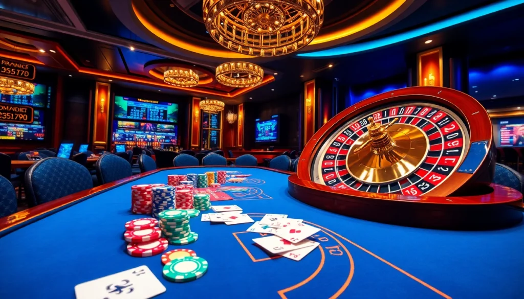 Experience the luxury of rr88 casino with dynamic poker chips and a spinning roulette wheel.