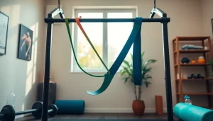 Enhance your workout with pull-up assist bands positioned in a bright home gym setting.