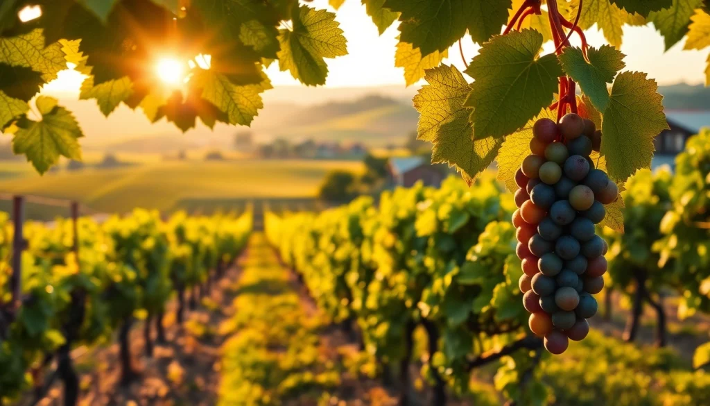 Enjoy the scenic beauty of Clarksburg wineries with lush vineyards and ripe grapes.