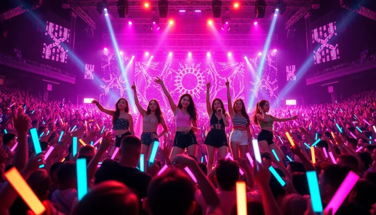 Exciting moment from Blackpink news showcasing the K-pop group's vibrant performance on stage with fans in attendance.