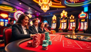 Experience the thrill of gambling at hay.win with a vibrant casino scene showcasing poker chips and roulette.