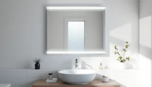Illuminate your space with a stylish bathroom mirror with LED light offering a sleek design and modern luxury.