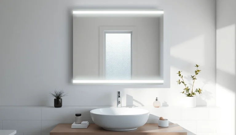 Illuminate your space with a stylish bathroom mirror with LED light offering a sleek design and modern luxury.