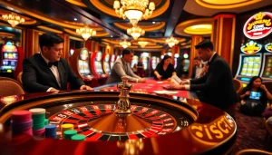 Experience the thrill of luongson casino with vibrant roulette wheels and engaging players.