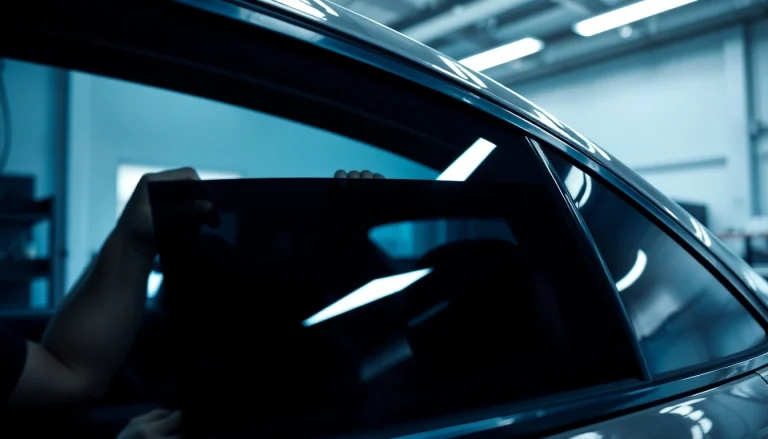 Enhance your vehicle with a window tint gift card, showcasing professional tint application in action.