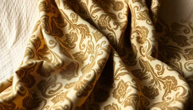 Een stijlvolle creatie van legerprint stof met rijke details en textuur.