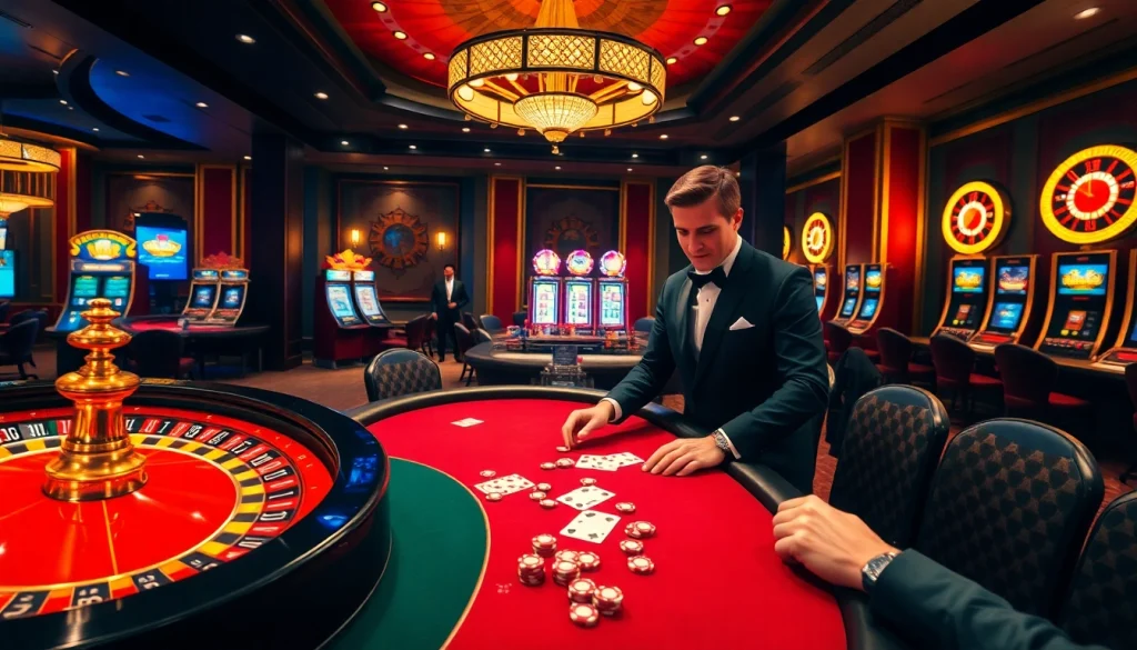 Engage in high-stakes poker at Tk88's luxurious casino table setting.