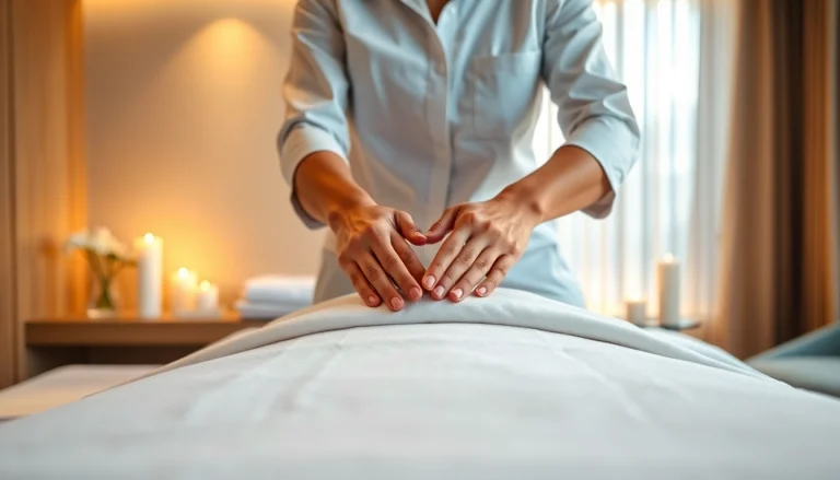 출장 massage service in a luxurious hotel room with a professional therapist.