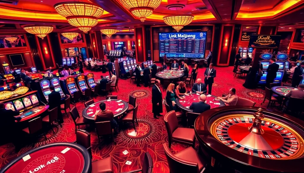 Experience the thrill of gambling with a lively casino scene featuring Link Mahjong and poker games.