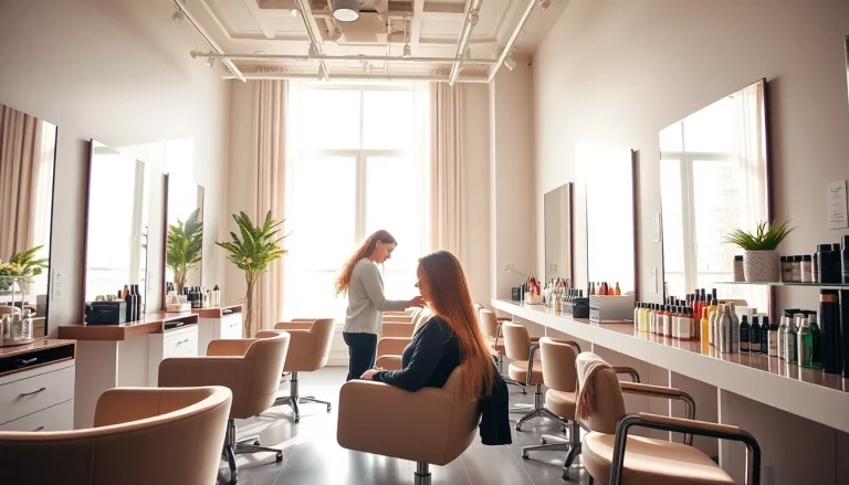 scene in a Bucharest salon with hairstylists showcasing saloane coafura bucuresti services