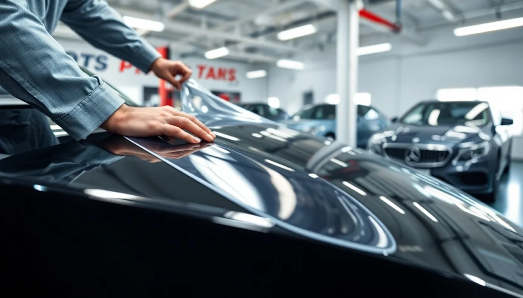 Apply paint protection film near me for a flawless car finish in a professional setting.
