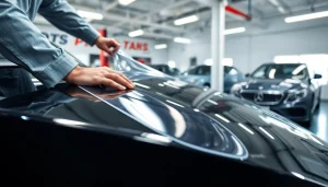 Apply paint protection film near me for a flawless car finish in a professional setting.