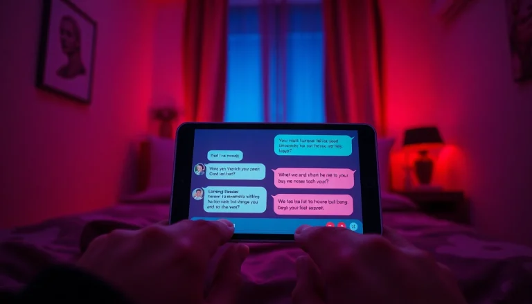 Engaging NSFW AI chat interface glowing warmly in a cozy setting.