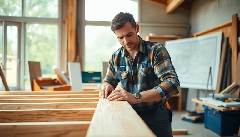 Explore carpentry apprenticeship near me with a professional carpenter working on a wooden frame.