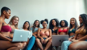 Engaging scene depicting diverse OnlyFans creators, showcasing body types, promoting inclusivity and empowerment.