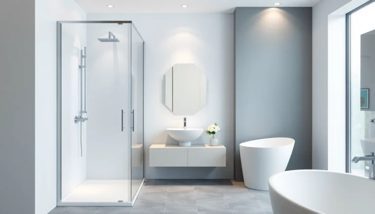 Duschkabine 90x90 im eleganten Badezimmer mit modernem Design und stilvollen Details.