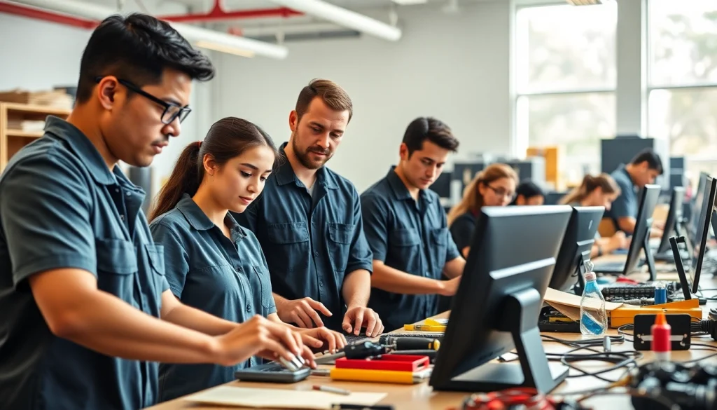 Engaged students at trade schools Oahu participating in hands-on training.