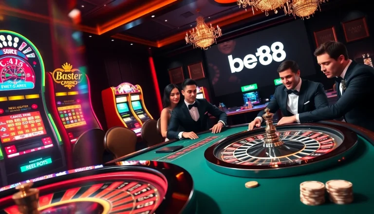 Experience the thrill of gaming at Bet88 with blackjack tables and vibrant slot machines.