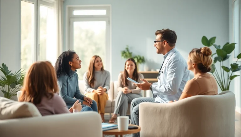 Addressing anxiety symptoms in a calming therapy session with a diverse group.