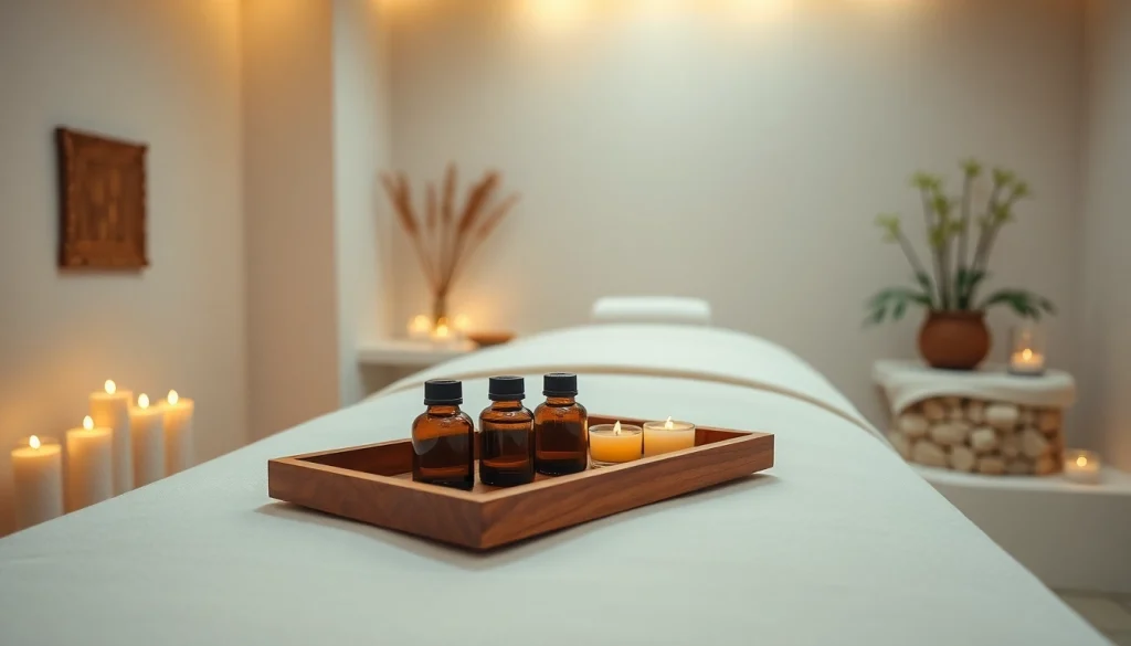 편안한 분위기와 에센셜 오일이 가득한 마사지 치료실.