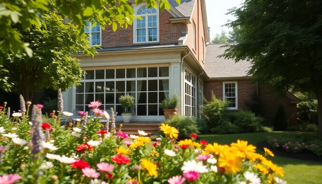 Historic Home Addition blending modern design with classic architecture surrounded by a vibrant garden.