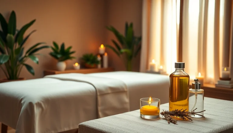 진정 요소를 보여주는 편안한 마사지 치료 환경.