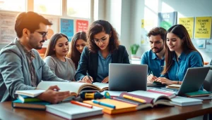 Students collaborating in exam assistance services study group, showcasing teamwork and focus.