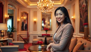 Singapore escort service featuring an elegant Chinese companion in a luxurious setting.