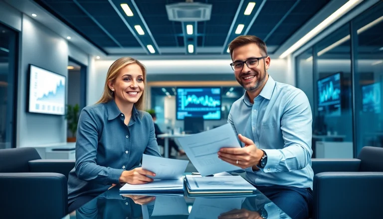 Profesjonalne otoczenie w Biurze rachunkowym, księgowy konsultujący z klientem w nowoczesnym biurze.