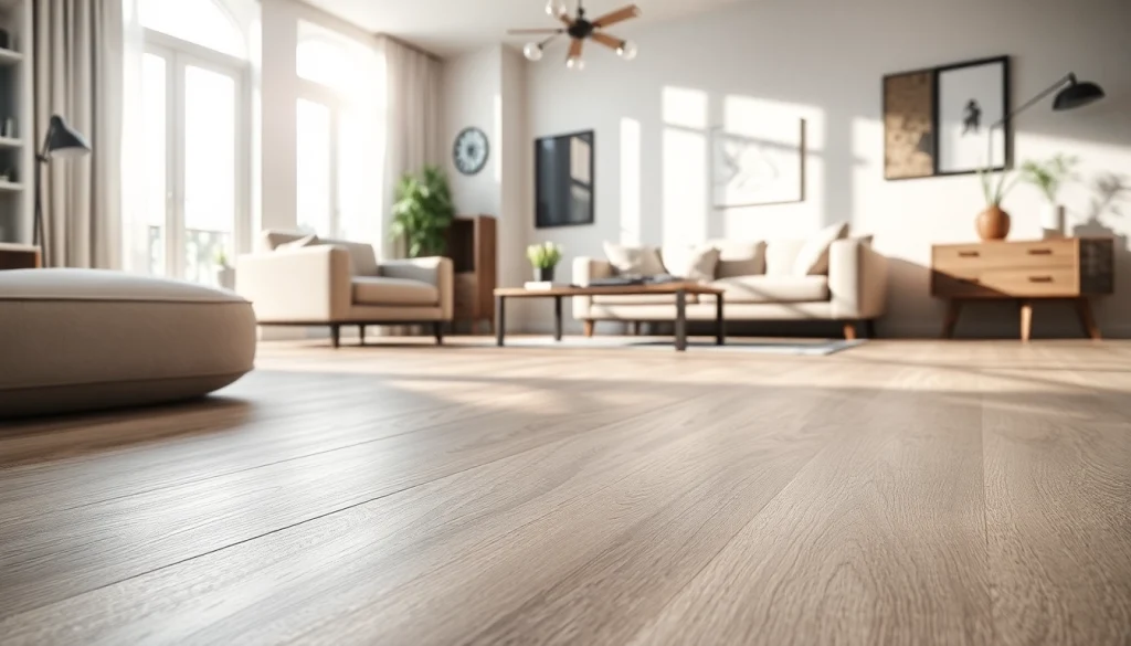 Transform your space with stylish vinyl flooring showcased in a modern living room setting.